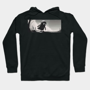 Little Monster  Cute Black and white Cryptid Hoodie